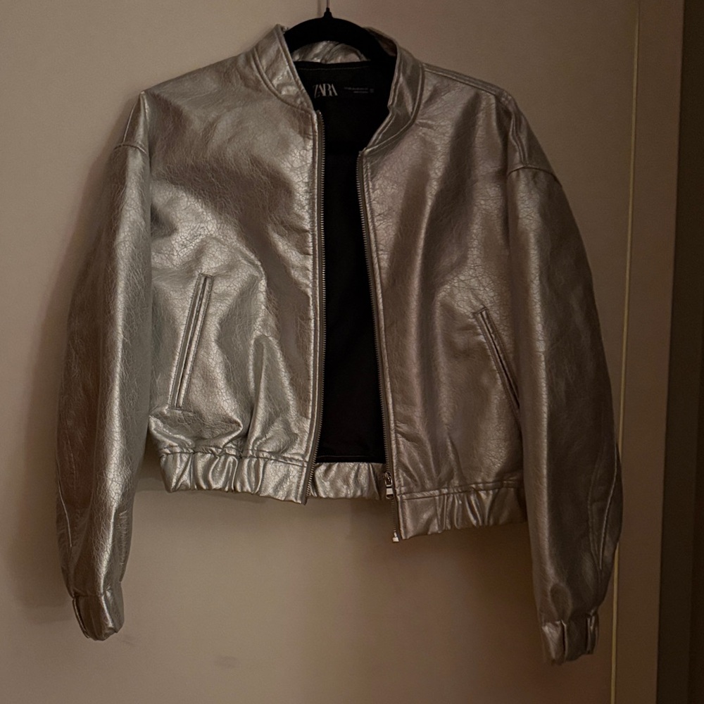 Zara Silver Bomber Jacket